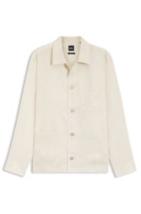Relaxed-fit overshirt in Italian-made linen twill, Light Beige