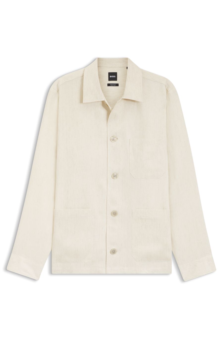 BOSS Relaxed-Fit Linen Overshirt — Light Blue
