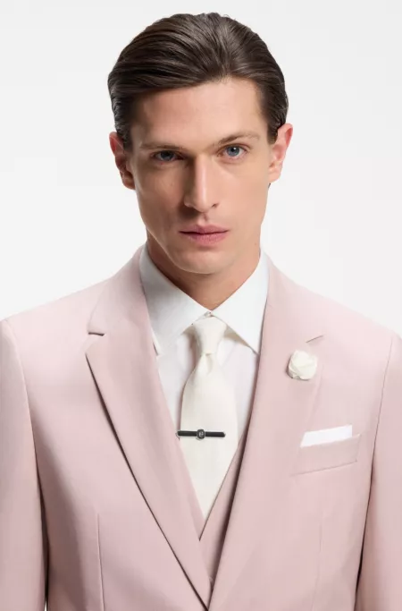 Jacquard-structured tie in linen and silk