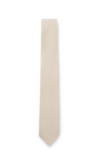 Jacquard-structured tie in linen and silk, Light Beige