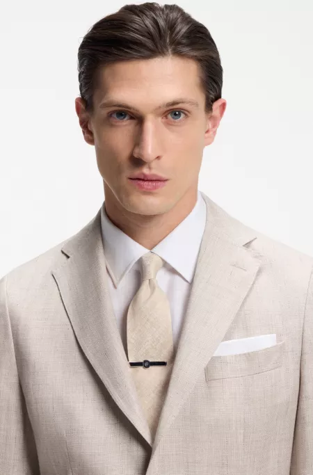 Jacquard-structured tie in linen and silk