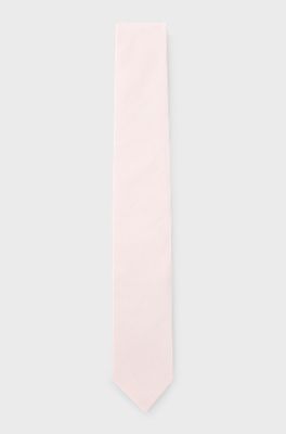 Jacquard-structured tie in linen and silk, light pink