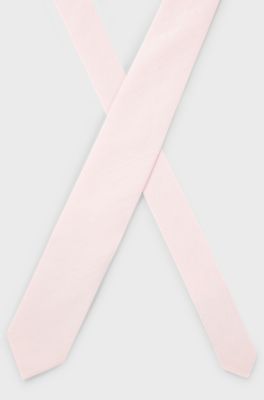 Jacquard-structured tie in linen and silk, light pink