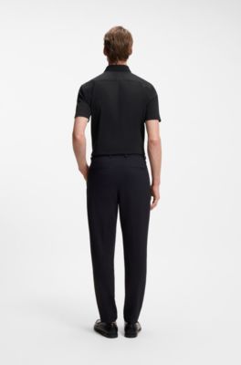 Camisa slim fit en punto t&eacute;cnico el&aacute;stico, Negro