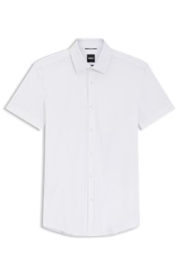 Slim-fit shirt in performance-stretch jersey, White