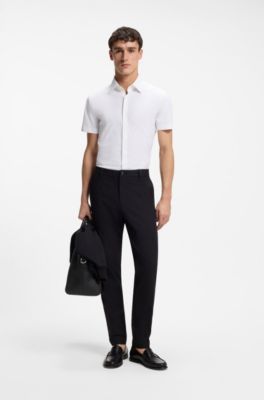 Slim-fit shirt in performance-stretch jersey, White