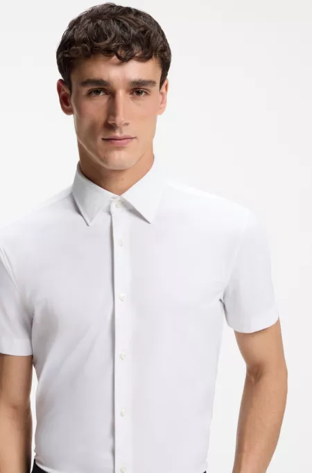 Slim-fit shirt in performance-stretch jersey