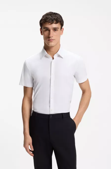 Slim-fit shirt in performance-stretch jersey