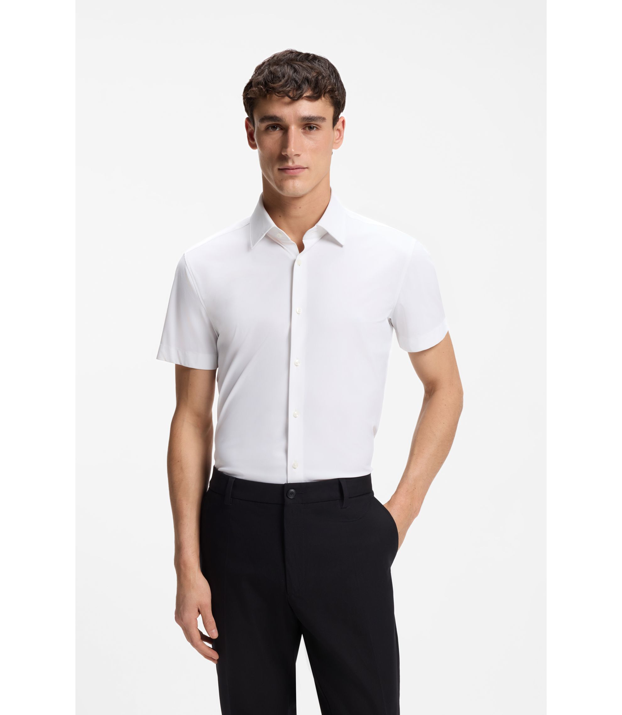 Slim-Fit Hemd aus Performance-Stretch-Jersey