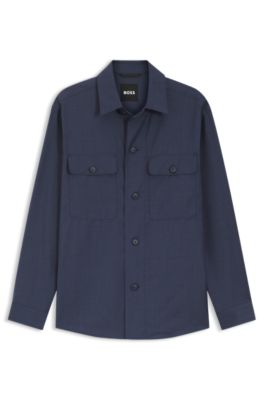 Relaxed-fit overshirt in washable AirWool, Dark Blue