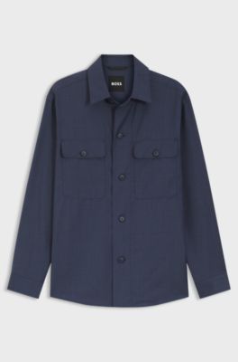 Relaxed-fit overshirt in washable air wool, Dark Blue