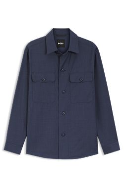 Relaxed-fit overshirt van wasbare scheerwol