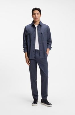 Relaxed-fit overshirt in washable AirWool, Dark Blue