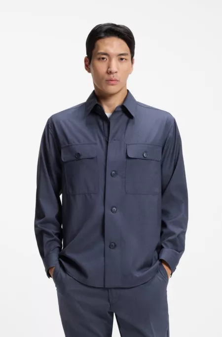 Relaxed-fit overshirt in washable air wool