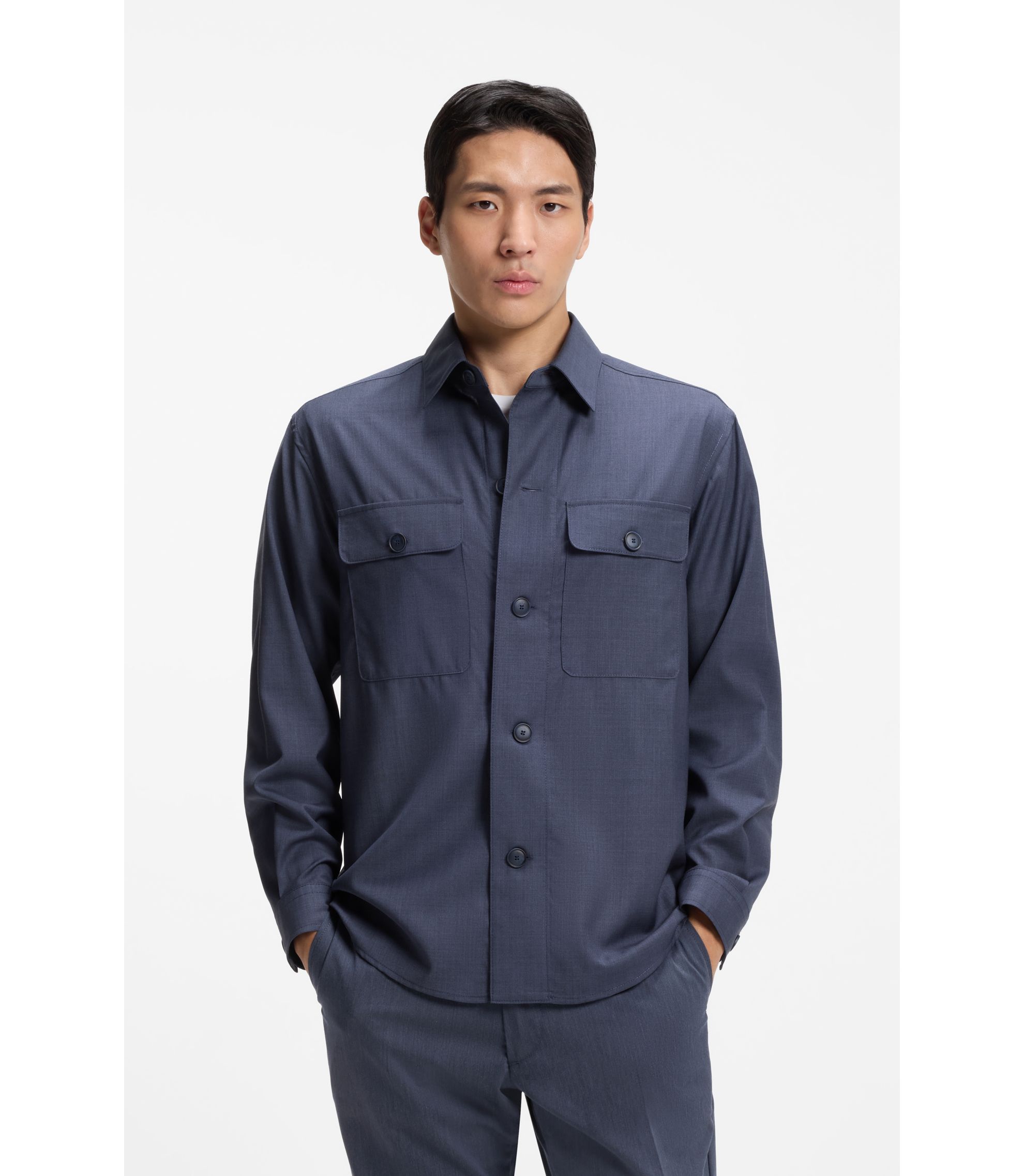 Relaxed-Fit Overshirt aus waschbarer Air-Wolle