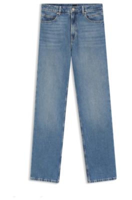 Regular-Fit Jeans aus blau marmoriertem Denim, Blau
