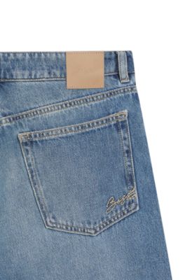 Regular-Fit Jeans aus blau marmoriertem Denim, Blau