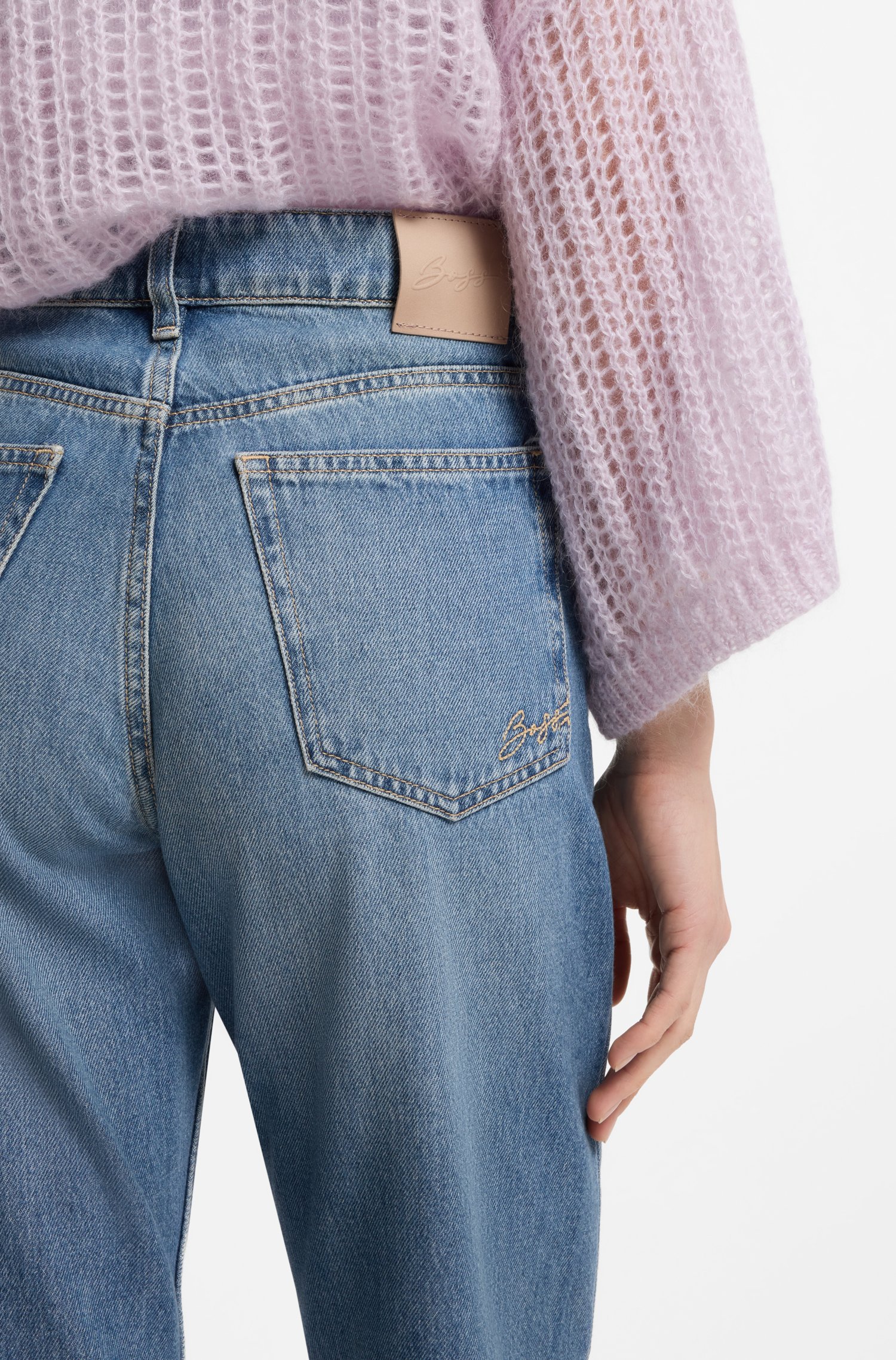Boss High-waisted straight-fit jeans in mid-blue denim dam – bild 3