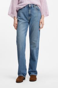 Regular-fit jeans in marbled blue denim, Blue