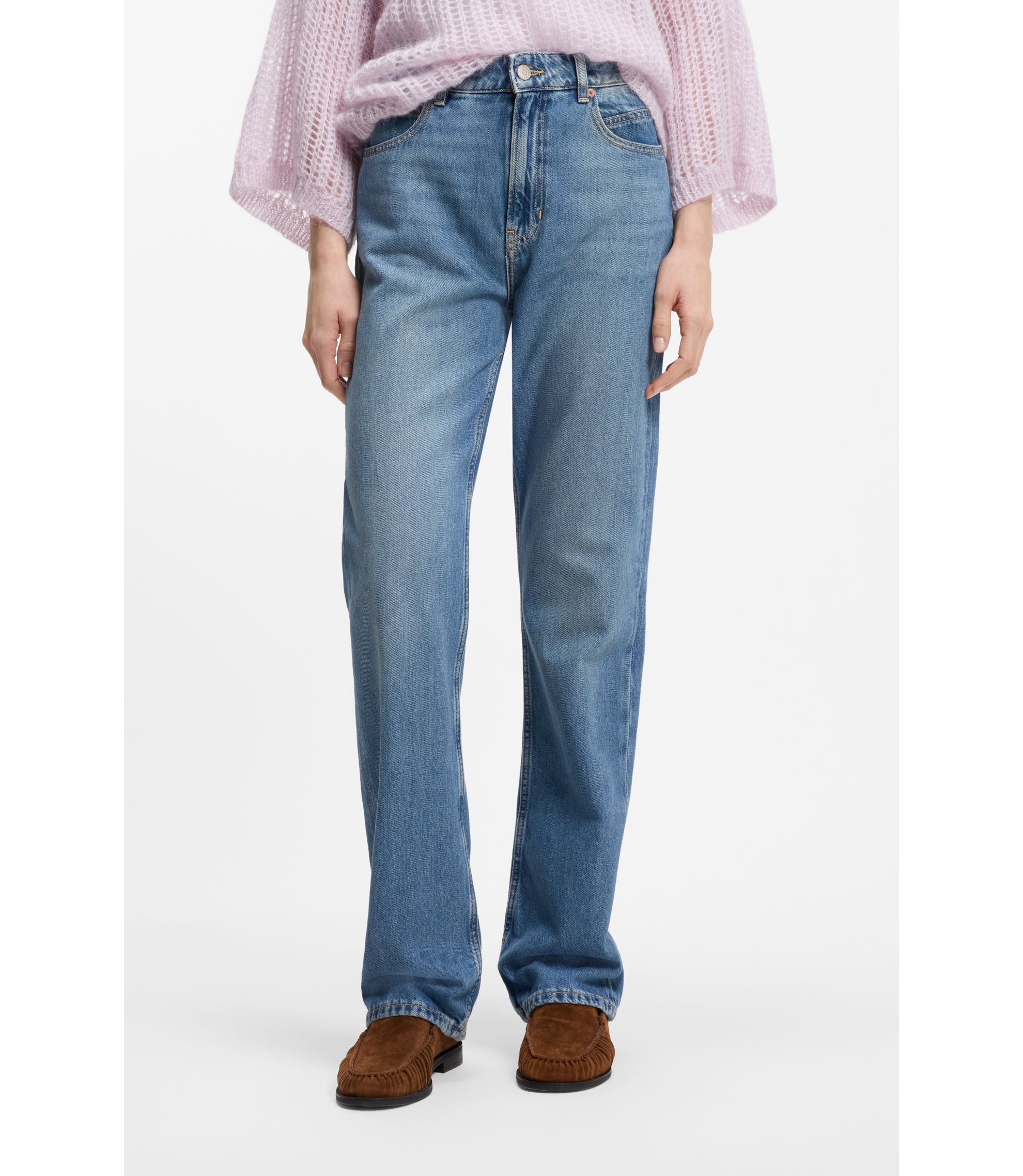 Regular-Fit Jeans aus blau marmoriertem Denim