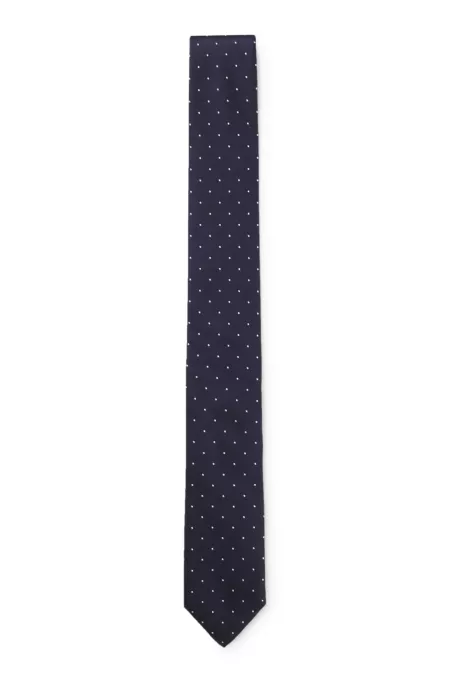 Italian-made tie in silk with jacquard-woven dots