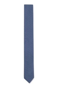 Silk tie with jacquard pattern, Dark Blue