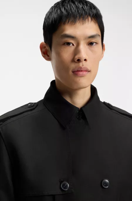 Water-repellent trench coat in cotton-blend twill