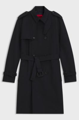 Water-repellent trench coat in cotton-blend twill, Dark Blue