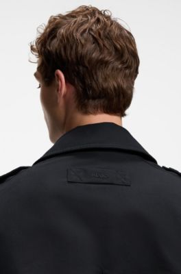 Water-repellent trench coat in cotton-blend twill, Dark Blue
