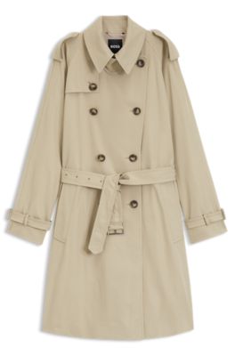 Water-repellent trench coat with buckled belt, Beige