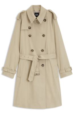 Water-repellent trench coat with buckled belt 1