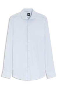 Slim-fit shirt in a structured cotton blend, Light Blue