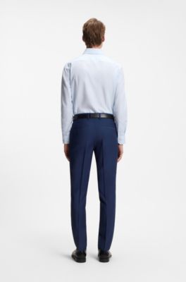 BOSS ONE Slim-fit shirt in a structured cotton blend, Light Blue