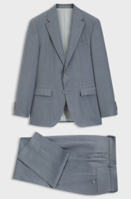 Slim-fit tweedelig pak van wol en zijde, Grijs
