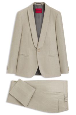 Slim-fit suit in linen twill, Beige
