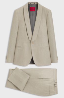 Abito slim fit in twill di lino, Beige