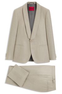 Slim-fit suit in linen twill, Beige