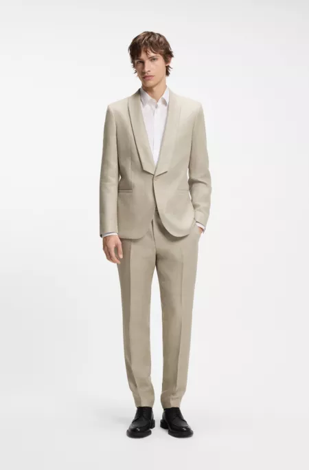 Slim-fit suit in linen twill