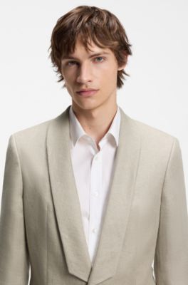 Abito slim fit in twill di lino, Beige