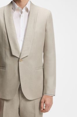 Abito slim fit in twill di lino, Beige
