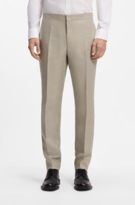 Abito slim fit in twill di lino, Beige