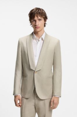 Abito slim fit in twill di lino, Beige