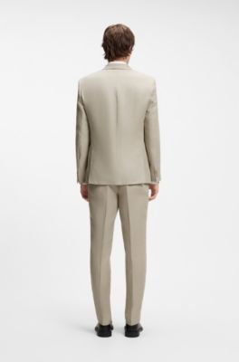 Slim-fit suit in linen twill, Beige