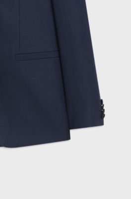 Slim-fit suit in linen twill, Dark Blue