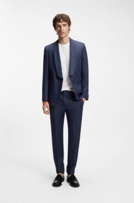 Slim-fit suit in linen twill, Dark Blue