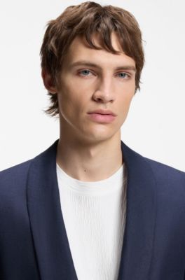 Slim-fit suit in linen twill, Dark Blue
