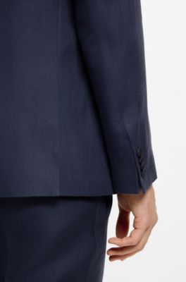 Slim-fit suit in linen twill, Dark Blue