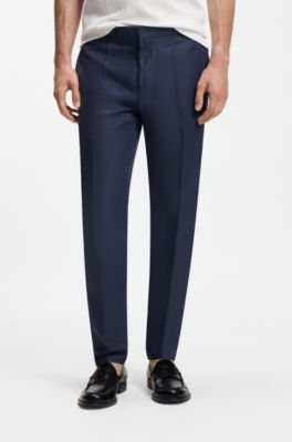 Slim-fit suit in linen twill, Dark Blue
