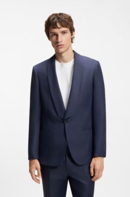 Slim-fit suit in linen twill, Dark Blue