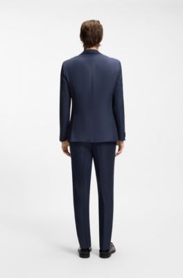Slim-fit suit in linen twill, Dark Blue